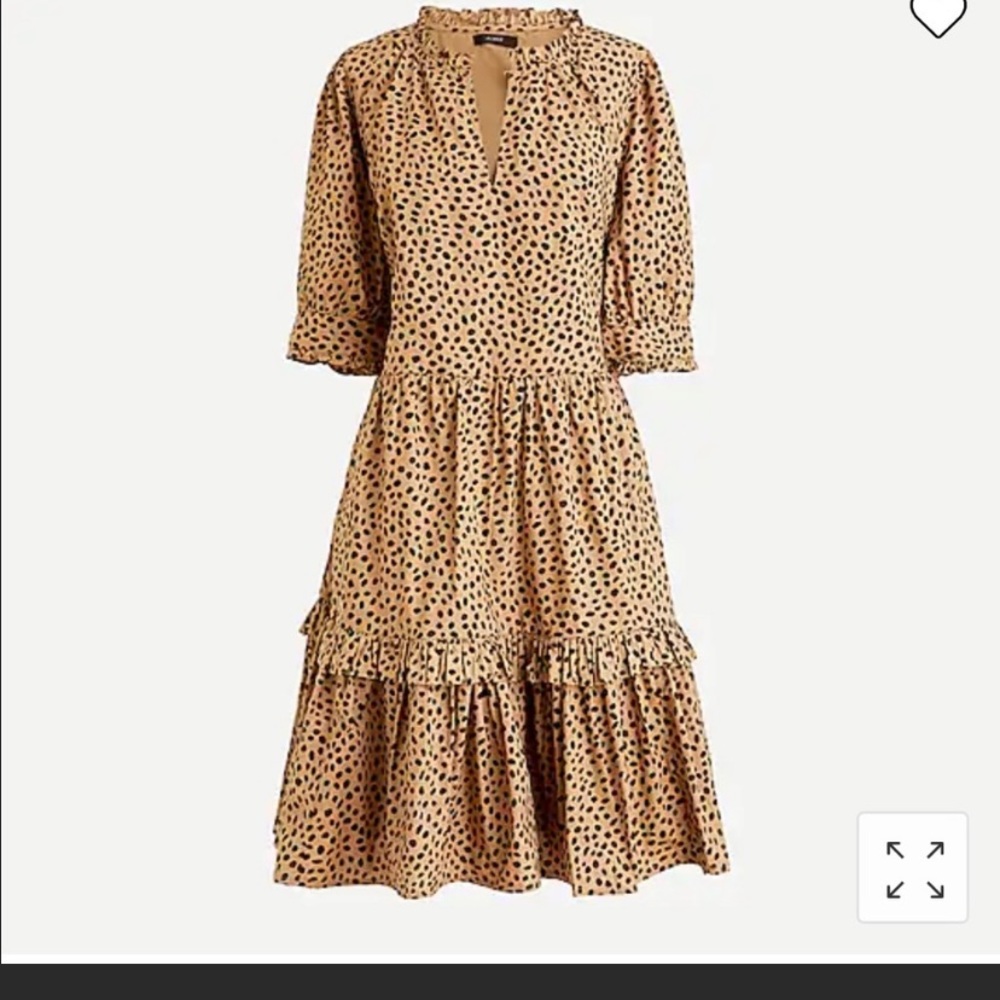 J. Crew Ruffle-neck Tiered Popover Dress in Leopard Dot Print